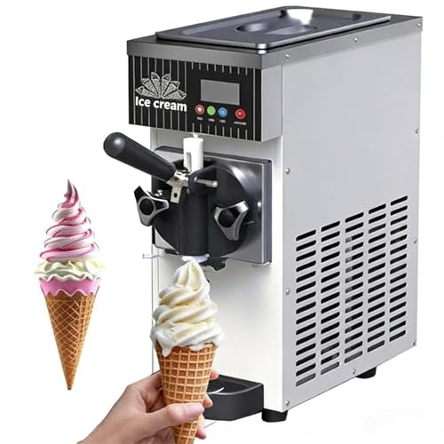 Macchina per Gelato Soft, Gelatiera Professionale Monogusto Da 450 W, 4-5 Kg/H, Con Pulizia Automatica, Pannello Lcd, Da Banco per Snack Bar E Ristoranti, 80-100 Gelati Su Stecco All'ora(Cream)