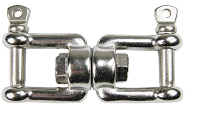 KAMERO Edelstahl V4A, Wirbelschäkel, Drehwirbel, Gabel/Gabel, M6, 6mm Bolzen, rostfrei