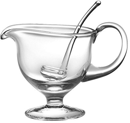 Barski- Glass - Gravy Boat with Ladle - Gravy is 8.5 L - 5H - Ladle is 5.5L - 12.5 oz - Handmade Glass - Made in Europe