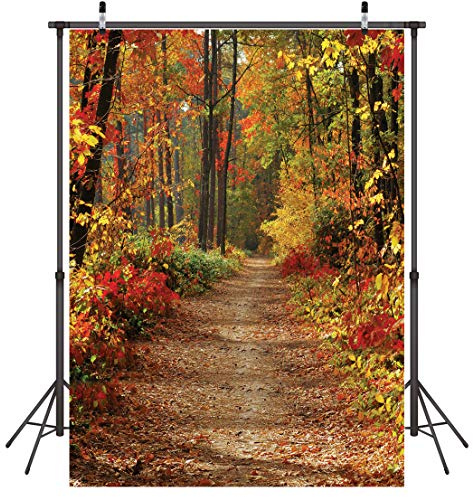 LYWYGG 5x7FT Feuilles Caduques Paysage Naturel Automne Décors Arbre Et Feuilles d'automne Jaune Voir Décorations De Fête Activité De Plein Air Fond Studio Props CP-66