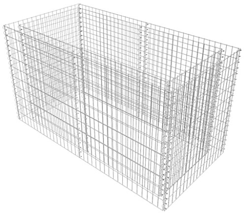 vidaXL Gabion Raised Garden Bed | Steel - Silver | Rustproof & Weather Resistant | 180x90x100 cm | Modern Outdoor Patio Flower Plant Border
