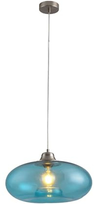 Lámpara de techo La Burbuja 20501, 40 cm de diámetro, níquel mate, cristal azul