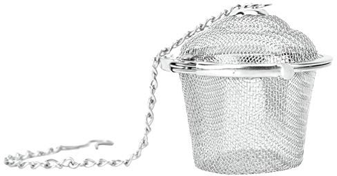 Stainless Steel Tea Strainer Mesh Ball Spice Filter Soup Infuser with Chain Fine Threaded Connection Teapot Filter (S)
