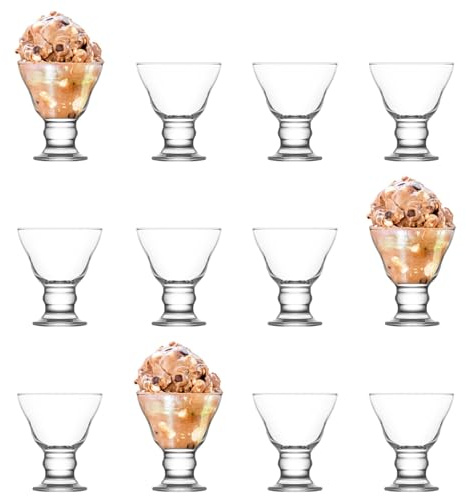 LAV 12x 255ml Orion Eisbecher aus Glas - Klein Mini Küche Fruchtsalat Eisbecher Kleinigkeit Nachtisch Cocktail Pudding Servierbecher Geschirr-Set