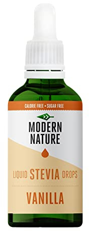 Modern Nature Vanille Stevia Flüssig - Flavour Drops - Stevia Zucker - Stevia Drops Süßstoff - Liquid Aroma Geschmacks Tropfen - Zero Sirup Zuckerfrei Ohne Kalorien Alternative Süßungsmittel 100ml