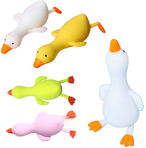 JUJUCAT sqishamellows niedlichen Mochi zappeln Spielzeug billig 5er Pack Squishy Animal Toy Kneten Squeeze Animal Ornament für Kinder/Erwachsene Zufällige farbige Enten