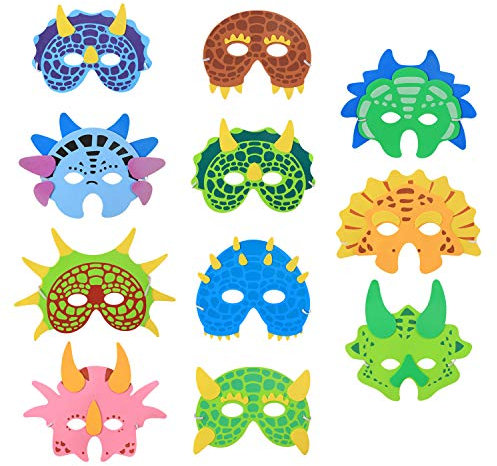 Bebester 22 PCS Dinosaur Party Masks, Kids Dino Foam Masks with Elastic Rope for Halloween, Cosplay, Birthday Masquerade