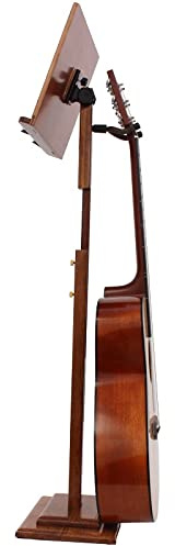 MLYY Notenständer Notenpult Holz Notenhalter mit Gitarrenständer – professionelles Orchester-/Geigeninstrumenten-Buchregal, höhenverstellbar 115–135 cm