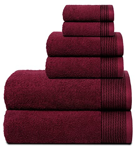 BELIZZI HOME 6-teiliges Handtuch-Set aus 100% Baumwolle, ultraweich, enthält 2 Badetücher 71,1 x 139,7 cm, 2 Handtücher 40,6 x 61 cm und 2 Waschlappen 30,5 x 30,5 cm, kompakt, leicht und sehr