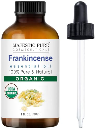Majestic Pure Organic Frankincense Essential Oil with Glass Dropper - 1 Fl Oz - 100% Pure and Natural Frankincense Oil - Premium Grade Essential Oils for Diffuser, Aromatherapy, Soap and Candle Making
