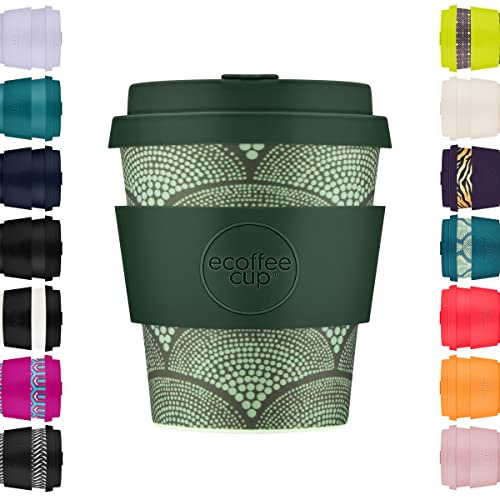 Ecoffee Cup 8oz 240ml Reusable Eco-Friendly 100% Plant Based Coffee Cup with Silicone Lid & Sleeve - Melamine Free & Biodegradable Dishwasher/Microwave Safe Travel Mug, Not that Juan