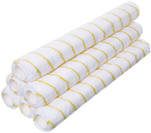 6 Pcs 18 inch Paint Roller Covers 3/8 '' nap Microfiber Paint Roller Sleeves for Wired or Simple Smooth Painting Frame Wall Ceilings Home Painting Supplies, Core Dia 1.5''
