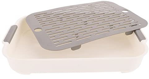 Zerodeko Kaninchentoilette Kaninchen-Toilettenschale Häschen-Ecke Katzentoilette Einstreukiste Kleintier-Toilette Rechteckig Töpfchentrainer Trainingsbad Für Meerschweinchen Chinchilla Weiß