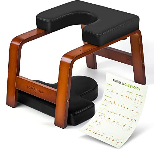 BODY RHYTHM Yoga-Kopfständerbank, Yoga-Inversionsstuhl, Kopfständer-Trainer zur Stressabbau, ideal für Heimtraining, Fitness und Fitnessstudio (Schokoladenschwarz)