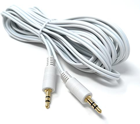 DRUT 5m 3.5mm to 3.5mm Stereo Audio AUX Cable, Gold Connectors, White | Small 3 pin Jack to Jack, Speaker Lead, 16.5ft