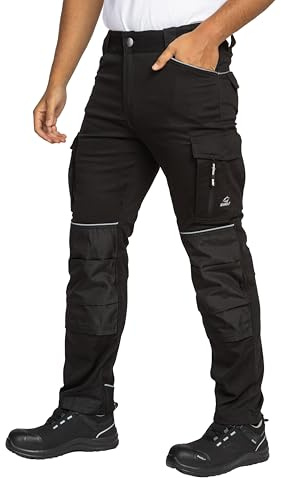 BWOLF Daytona Pantalon de Travail Stretch pour Homme, Cargo, avec de Nombreuses Poches, Noir, XXXXL