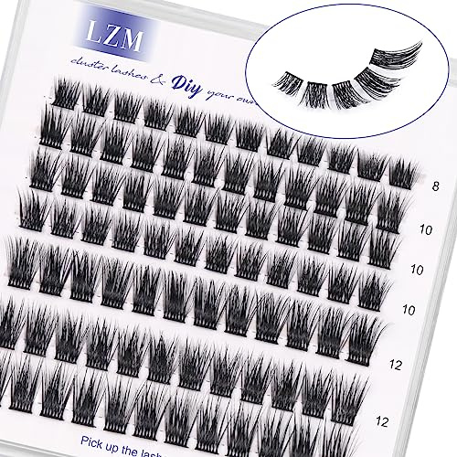 LZM Einzelne Wimpern C Curl Fake Lashes 8-14mm Falsche Wimpern Natürlicher Look Wiederverwendbar Künstliche WimpernWimpern Einzeln DIY Cluster Wimpern (Viola-mix)