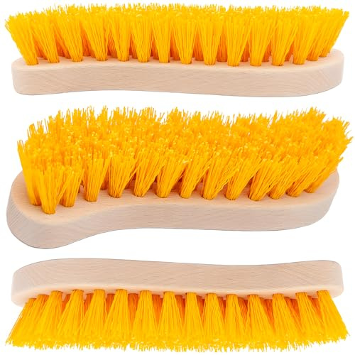 Hard Bristle Scrub Brush - Stiff Bristle Brush for Cleaning, Heavy Duty Scrub Brush, Utility Hand Brush Set for Indoor and Outdoor, Nylon Scrubbing Brush - Pack of 3