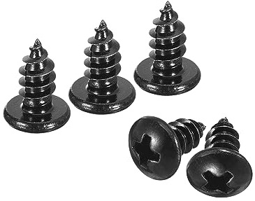 QUARKZMAN 50Pcs 5x10mm Tornillo Autorroscante de Cabeza Alomada Redonda Phillips, Tornillos Autoperforantes de Acero Inoxidable 304, Tornillo para Madera con Rosca Completa, Negro