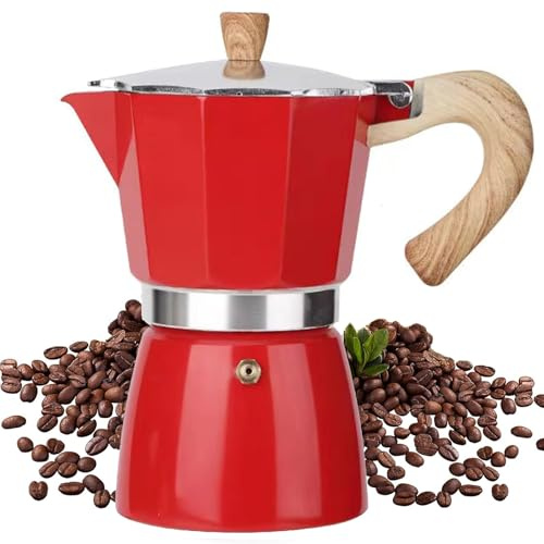 MORDEN MS Moka Pot, Stovetop Espresso Maker, Italian Coffee Maker, Stovetop Cuban Coffee Pots and Espresso Maker Percolator - Red
