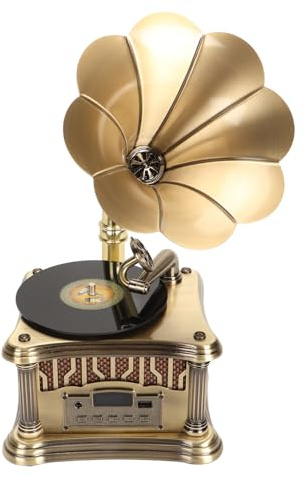 Mini Retro GramophoneRecord Player with HiFi Stereo Sound, Remote Control, USB Charging, FM Radio, Type C Charging