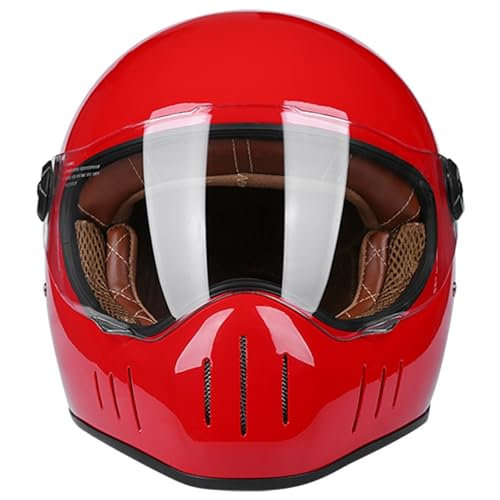 Retro Motorradhelm Integralhelme, Motorrad Klapphelme Herren Damen, ATV UTV Motorrad Offener Helm Mit Visier, Vintage Open Face Helme DOT/ECE-Zugelassen (Color : E, Size : XL=(61-62cm))