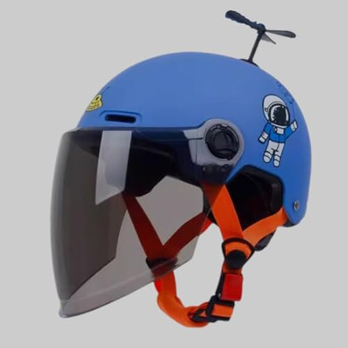 QJWMatic Kinder-Motorrad-Halbhelm Mit Offenem Gesicht, Jungen Und Mädchen Mit Visier Straßenmoped-Helm Für 2–14 Jahre C,47-55CM