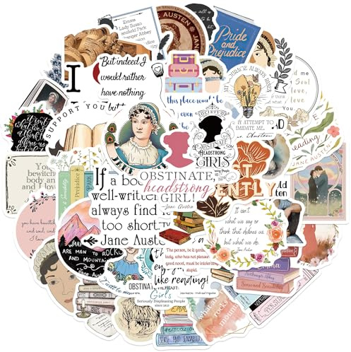 Paquete de 50 pegatinas de novelista británico, juego de calcomanías de vinilo impermeable para laptop, niños, coches, motocicleta, bicicleta, monopatín, equipaje, maleta, computadora, calcomanías de