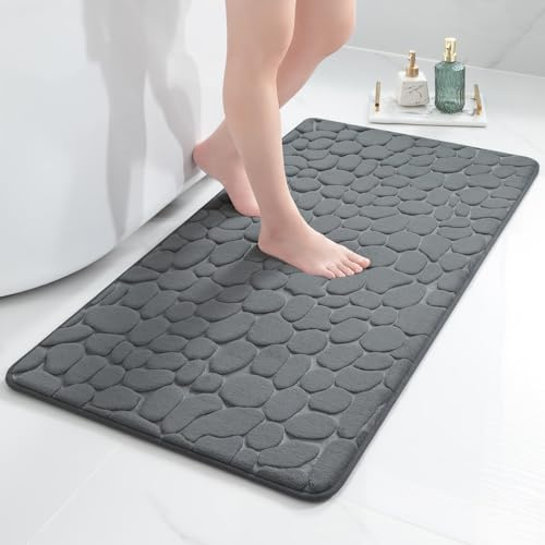 chakme Badmatta minnesskum badmatta minnesskum duschmatta absorberande badrumsmatta duschmatta dekoration golvmatta halkfri matta för badrum vardagsrum 60 × 120 cm, mörkgrå
