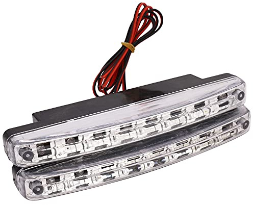 Phyachelo Les dernieres 2 Pieces de Haute Qualite Super Blanc Feu de Jour de 8LED 12V Phare DC Feu Universel de stationnement 12V