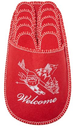 JOMIX Set ciabatte Ospiti Natalizi Babbo Natale Lavabili Pantofole da Viaggio Hotel in Feltro MU1006 Rosso