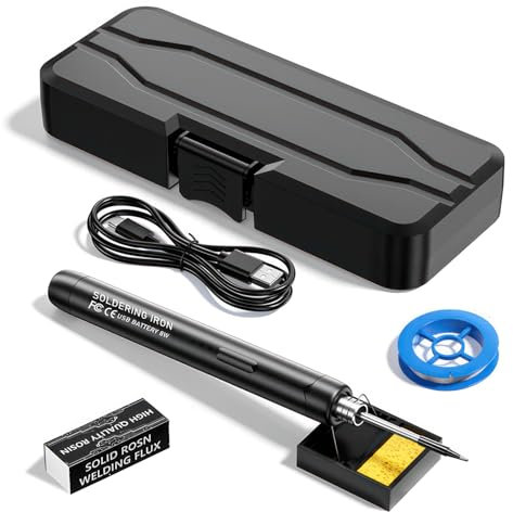 Soldering Iron Kit Cordless, USB Rechargeable Portable Soldering Iron with 3 Iron Tips, Temperature Adjustable 300℃ to 450℃, Fast Heating Electric Soldering Iron Pen for Repairing