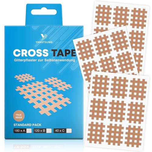 YANGTSUNG Cross Tape, 180 piezas, impermeable Grid Tape Crosstape, Fuerte Adhesivo Cintas Acupuntura, Parche Acupuntura, Acupuntura Trigger Pain Point