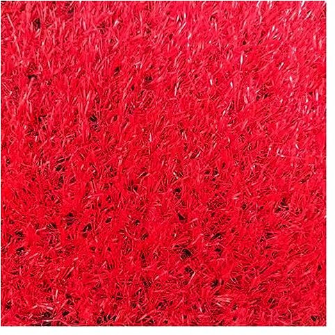 Kunstrasen, dekorativer Rasenteppich für den Außenbereich, mit Drainagelöchern, Landschaftsrasenrolle, rutschfeste Kunstrasenmatte für Gartenterrasse zum Selbermachen (Farbe: Rot, Größe: 39