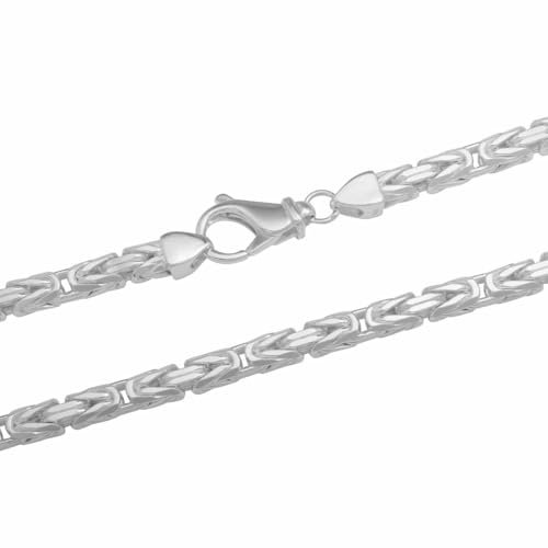 Tony Fein Königskette 4mm 925er Silber Massiv Gestempelt Hochglanzpoliert Diamantiert Karabiner für Damen und Herren Made in Italy