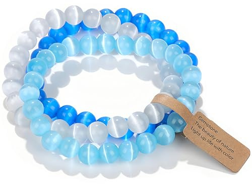 SAIBANGZI Edelstein Naturstein Armband 8MM Perlenarmband Heilsteine Armband Schmuck Geschenk für Damen oder Herren An Geburtstag,für Mama Geschenk Muttertag