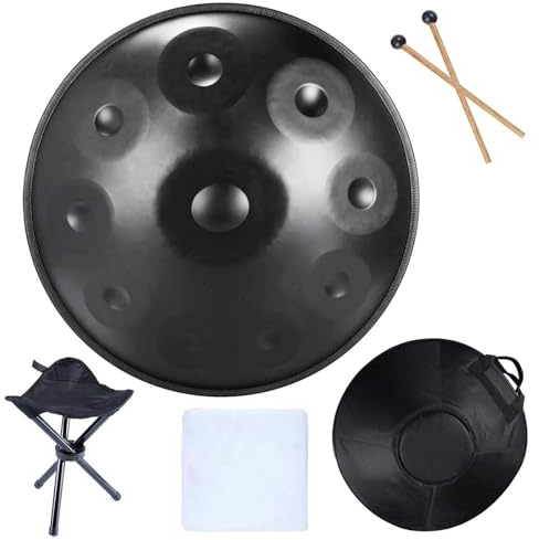 Hand-Pfannentrommeln für Erwachsene, Tamburin-Stahlzungentrommeln, Musik-Trommeln, Anfänger, Edelstahl, Percussion-Instrumente, 9, 10, 12 Töne, 440 Hz Handpan (10 Tone)
