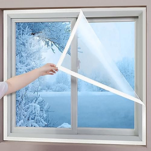 55x155cm Window Insulation Secondary Double Glazing Shrink Film Kit, Supplied with Double-Sided Tape