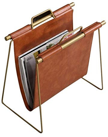Zeitschriftenhalter aus Leder für Zeitschriften, Bücher und Zeitungen, dekoratives Design für Zuhause oder Büro