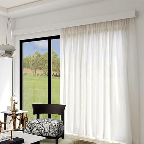 Dekorativer Fenstervorhang, Querbehang mit verstecktem Schienensystem, Befestigung an Decke oder Wand, für 1,1 m Länge, stilvoller Volant-Panel für Heimdekoration