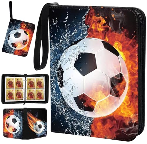 Mineup Sammelalbum für Fußballkarten, 50 Seiten, Sammelalbum, für 400 Karten, großes Kartenheft, 3 Ringe, Geschenk für Jungen und Mädchen