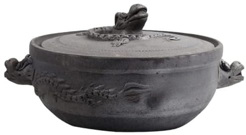 XFZJCHAP Olla De Barro De Loza Cazuela De Fuego Abierto Cazuela De Barro Antigua Olla para Sopa Hogar Arena Sin Esmaltar Estofado Grueso -001||22 * 9cm