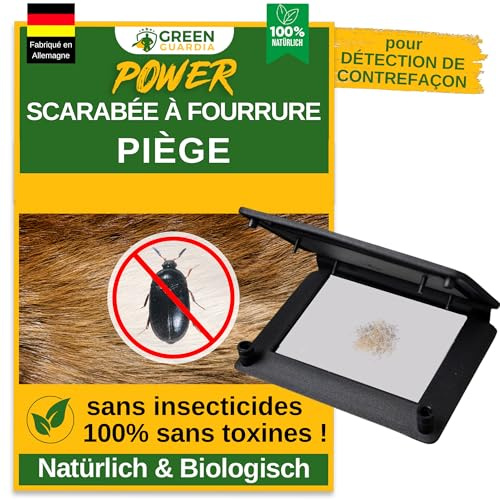 GREEN GUARDIA Pelzkäfer Falle mit Pheromon-Lockstoff - 1x Pelzkäfer Falle - umweltfreundlich Pelzkäfer bekämpfen, Chemiefreie Pheromonfalle mit austauschbaren Klebeflächen