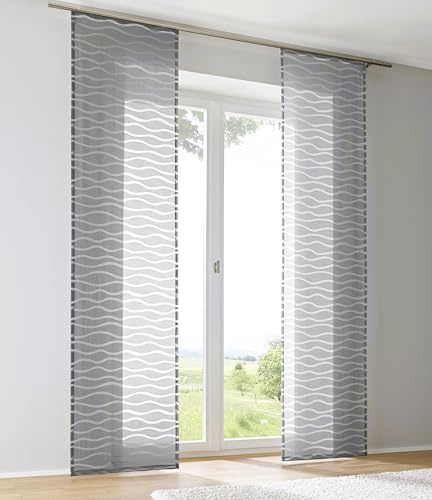 Kutti Schiebegardine Schiebevorhang Raumtrenner Enya grau Ausbrenner mit Paneelwagen B 60 x H 145 cm (1 STK)
