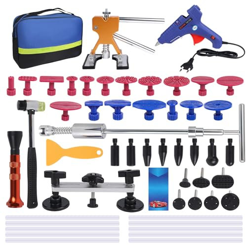 Camiraft Car Dent Puller Kit, 66PCS Dent Removal Kit for Car, Dent Repair Kit With Gold Dent Puller Lifter, Bridge Puller, T-Bar Puller for Automotive Dent/Door Dings/Hail Damage/Fridge Dents