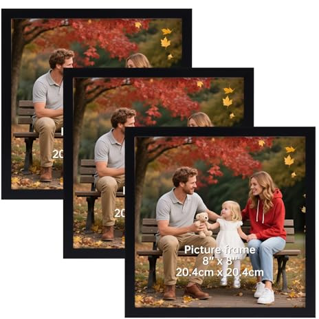 Vasemouh Bilderrahmen 20x20cm 3er-Set, Schwarze Bilderrahmen für Wand- und Tischaufstellung - Ideal für Familienfotos, Kunstwerke und Erinnerungen - Perfekte Dekoration für Zuhause