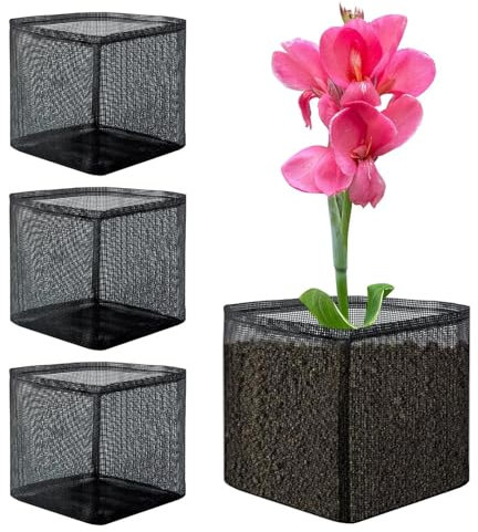 Sacchetti per vasi per piante da laghetto, 4 pezzi, vasi traspiranti per ninfee, versatili, per piante acquatiche, per giardino, piantagione d'acqua, balcone, interni