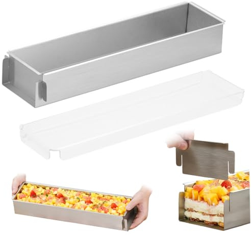 Hintyne Moule à Gâteau Rectangulaire 30 X 10 X 5 Cm Antiadhésif En Acier Inoxydable Avec Couvercle Transparent Facile à Nettoyer Accessoires De Cuisson Pour Pains Brownies Tiramisu