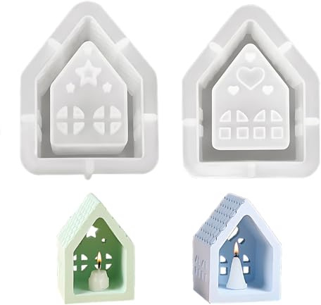 2 PCS Silikonform Weihnachten,Gießformen Silikon Weihnachten,Gipsformen Zum Gießen,DIY Häuser Gießform