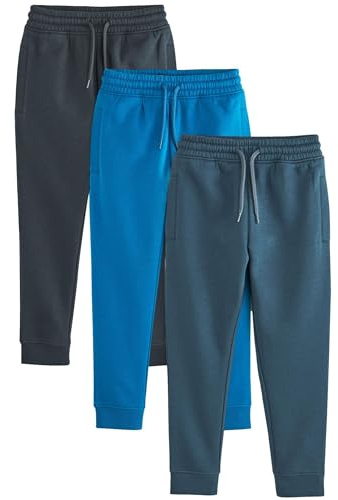 NEXT Äldre pojkar Joggingbyxor med smal passform 3-pack Blå 152